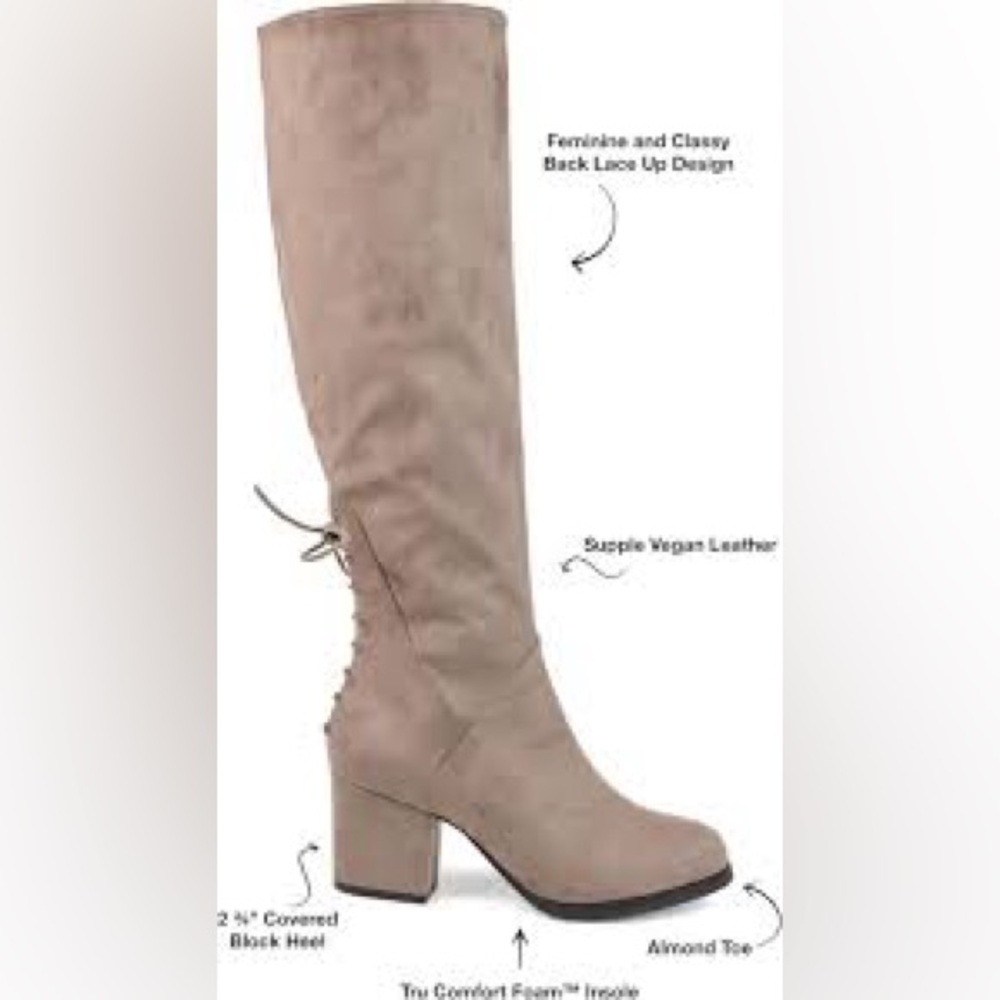 Journee Women's Taupe Wide Calf Knee-High Boots Size 8 EUC - Picture 3 of 16